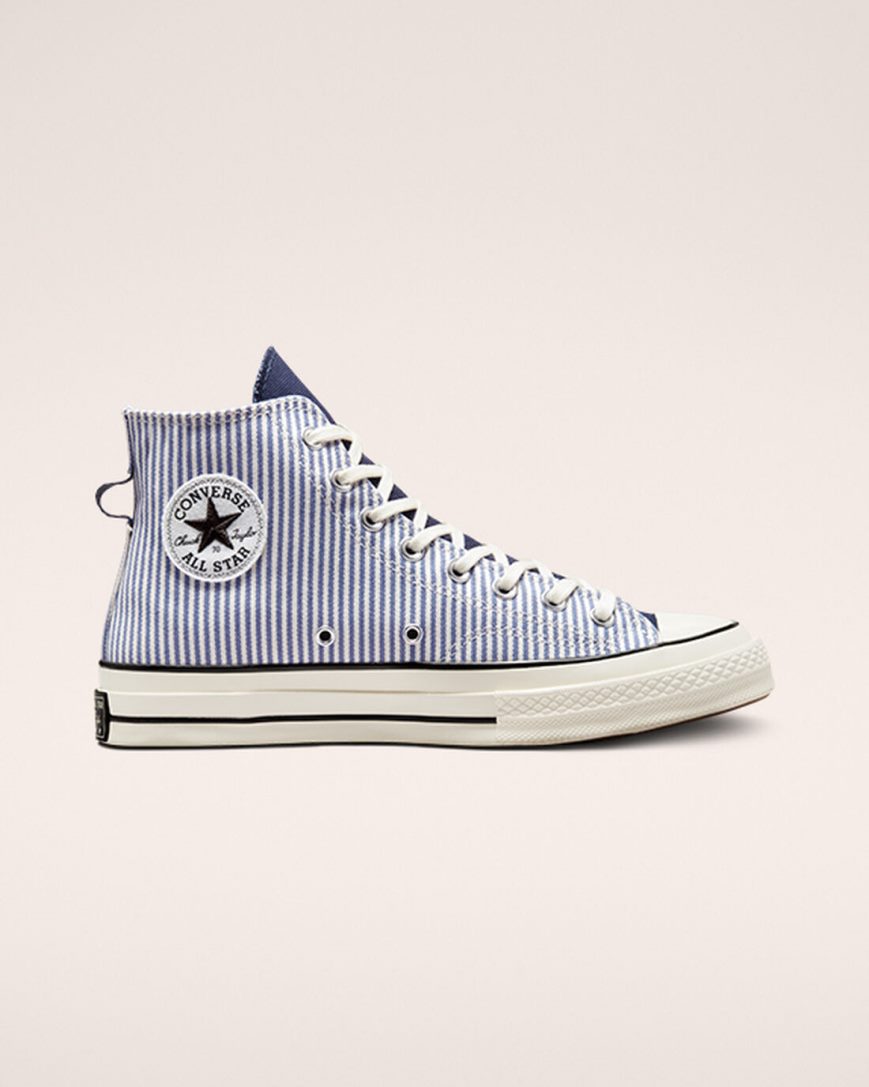 Tenisky Vysoke Converse Chuck 70 Crafted Stripe Panske Modre Svetlomodrá Indigo Čierne | SK ZJWRC1